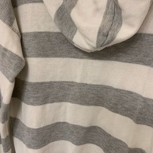 Like new. Grey and White striped Hoodie Sweater.